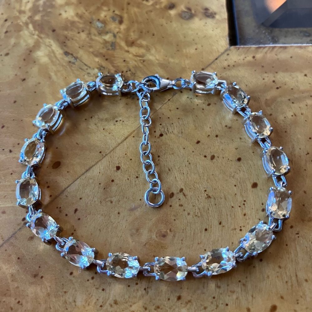 Natural Brazilian Citrine Sterling Silver Tennis Bracelet